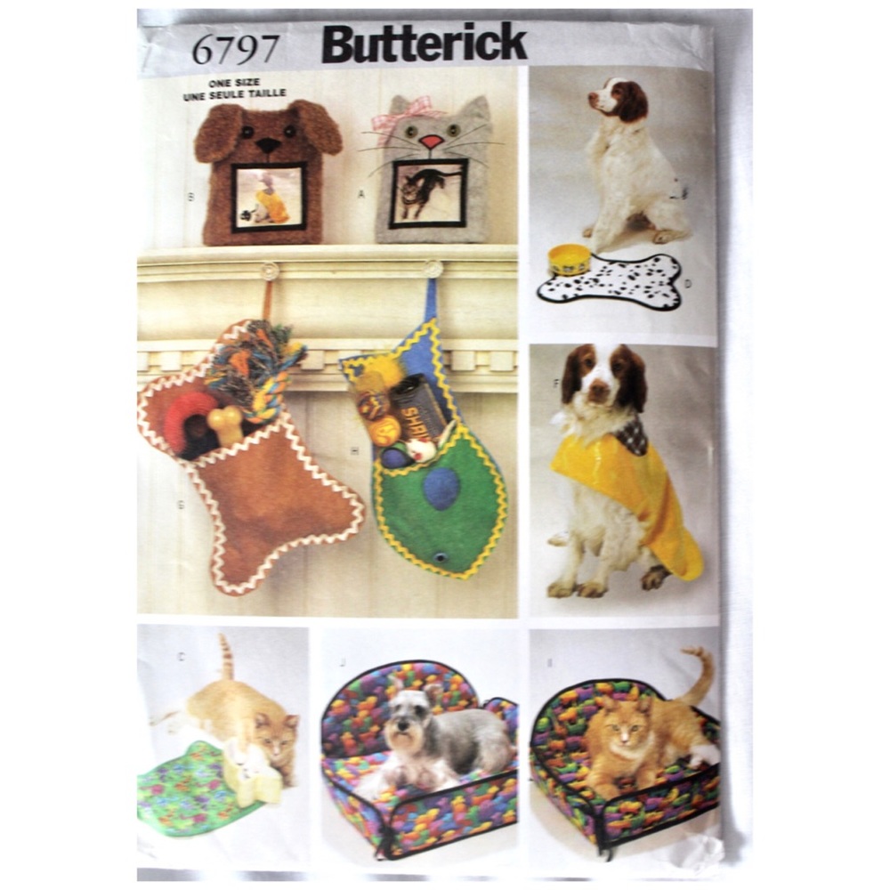 Butterick 6796 Pattern Pet Bed Hat Raincoat UNCUT